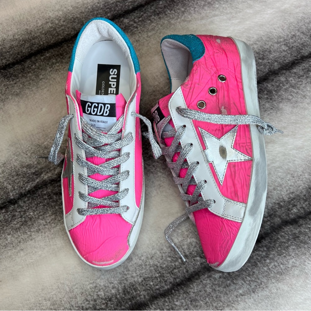 Golden Goose Fuchsia and Metallic Sneakers